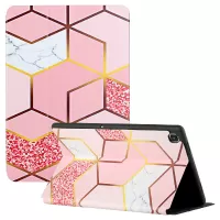 Bi-fold Stand Design PU Leather Smart Cover with Pattern Printing for Samsung Galaxy Tab A 8.0 Wi-Fi (2019) SM-T290/LTE SM-T295 - Pink Geometry