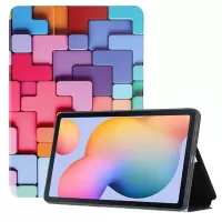 Pattern Printing Design PU Leather Bi-fold Stand Smart Cover for Samsung Galaxy Tab S6 Lite P610/P615 - Colorful Geometry