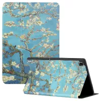 Bi-fold Stand PU Leather Smart Cover Pattern Printing Case for Samsung Galaxy Tab A7 10.4 (2020) T500/T505 - White Flowers