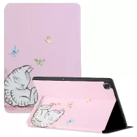 Bi-fold Stand Design PU Leather Smart Cover with Pattern Printing for Samsung Galaxy Tab A 8.0 Wi-Fi (2019) SM-T290/LTE SM-T295 - Cat