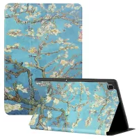 Bi-fold Stand Design PU Leather Smart Cover with Pattern Printing for Samsung Galaxy Tab A 8.0 Wi-Fi (2019) SM-T290/LTE SM-T295 - White Flower