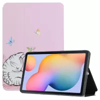 Pattern Printing Design PU Leather Bi-fold Stand Smart Cover for Samsung Galaxy Tab S6 Lite P610/P615 - Cat