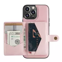 JEEHOOD Detachable 2-in-1 Magnetic Leather Wallet + Leather Coated TPU Phone Case for iPhone 13 mini 5.4 inch - Rose Gold
