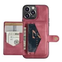 JEEHOOD Detachable 2-in-1 Phone Case Kickstand Wallet Magnetic Design Leather Coated TPU Phone Cover for iPhone 13 6.1 inch - Red