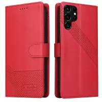 GQ.UTROBE 009 Series Splicing PU Leather + TPU Phone Cover Stand Wallet Case for Samsung Galaxy S22 Ultra 5G - Red
