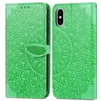 For iPhone XS Max 6.5 inch Imprinting PU Leather Case Dream Wings Pattern Wallet Stand Phone Cover - Green