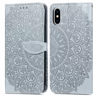 For iPhone XS Max 6.5 inch Imprinting PU Leather Case Dream Wings Pattern Wallet Stand Phone Cover - Grey