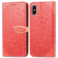 For iPhone XS Max 6.5 inch Imprinting PU Leather Case Dream Wings Pattern Wallet Stand Phone Cover - Red