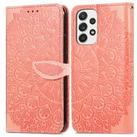 For Samsung Galaxy A33 5G Imprinted Dream Wings Pattern Leather Stand Case Shockproof Phone Cover with Hand Strap - Orange