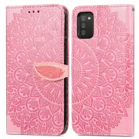 For Samsung Galaxy A03s (166.5 x 75.98 x 9.14mm) Imprinted Dream Wings Pattern Leather Phone Case with Wallet Stand - Pink