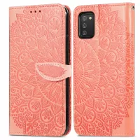 For Samsung Galaxy A03s (166.5 x 75.98 x 9.14mm) Imprinted Dream Wings Pattern Leather Phone Case with Wallet Stand - Orange