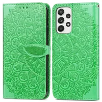 For Samsung Galaxy A53 5G Imprinted Dream Wings Pattern Leather + TPU Magnetic Closure Wallet Phone Case Stand Cover - Green