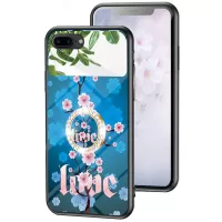 Magic Mirror Series for iPhone 7 4.7 inch/8 4.7 inch/SE (2020)/SE (2022) Flower Pattern Kickstand Mirror Phone Case Tempered Glass + PC + TPU Hybrid Shell - Sakura LOVE