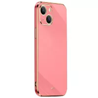 XINLI for iPhone 13 6.1 inch Precise Lens Cutout Shockproof Fashinable Case Electroplating Golden Edge Soft TPU Shell - Red