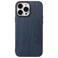 For iPhone 13 Pro 6.1 inch Wood Texture Mobile Phone Cover Shockproof PU Leather + PC + TPU Phone Shell Case - Blue