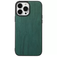 For iPhone 13 Pro 6.1 inch Wood Texture Mobile Phone Cover Shockproof PU Leather + PC + TPU Phone Shell Case - Green