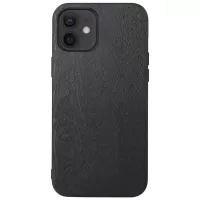 For iPhone 11 6.1 inch Durable Phone Case Anti-scratch PU Leather Wood Texture Inner PC + TPU Phone Shell Cover - Black