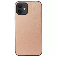 For iPhone 12/12 Pro 6.1 inch Wood Texture Cell Phone Protection Cover PU Leather Inner PC + TPU Phone Shell Case - Gold