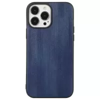 Textured PU Leather Coated TPU + PC Hybrid Case for iPhone 13 Pro Max 6.7 inch Mobile Phone Cover Accessory - Blue