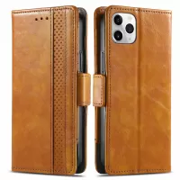 CASENEO 002 Series For iPhone 11 Pro Max 6.5 inch Business Style Splicing PU Leather + TPU Bumper Case Shell Flip Folio Wallet Cover with Viewing Stand - Light Brown
