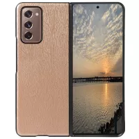 For Samsung Galaxy Z Fold2 5G Mobile Phone Shell Cover Wood Texture PU Leather + PC + TPU Folding Design Phone Case - Gold
