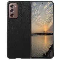 For Samsung Galaxy Z Fold2 5G Mobile Phone Shell Cover Wood Texture PU Leather + PC + TPU Folding Design Phone Case - Black