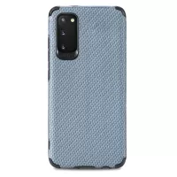 For Samsung Galaxy S20 4G/5G PU Leather Coated Flexible TPU + PVC Phone Back Case Fiber Texture Anti-fingerprint Cover - Sky Blue