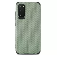 For Samsung Galaxy S20 4G/5G PU Leather Coated Flexible TPU + PVC Phone Back Case Fiber Texture Anti-fingerprint Cover - Green