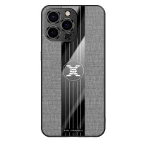 XINLI For iPhone 13 Pro 6.1 inch Splicing Cloth Texture Acrylic + TPU Hybrid Cover Anti-fall Phone Case - Grey