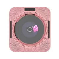 YHS-08C CD Player Wall Mount Bluetooth Remote Control FM Radio HiFi Speaker with USB 3.5mm LED Screen - Pink