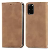 For Samsung Galaxy S20 Plus / S20 Plus 5G PU Leather + TPU Well-protected Retro Skin-touch Feeling Case Card Slots Stand Magnetic Absorption Shell - Brown