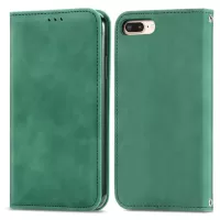 For iPhone 6 Plus/7 Plus/8 Plus 5.5 inch Retro Skin-Touch Feeling PU Leather Mobile Phone Case Magnetic Stand Cover Shell with Card Holder - Green