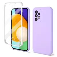 For Samsung Galaxy A52 4G/5G / Galaxy A52s 5G 2.0mm Straight Edge Soft TPU Hard PC Phone Case Rubberized Surface Lens Camera Protection Back Shell - Purple