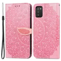 For Samsung Galaxy A03s (164.2 x 75.9 x 9.1mm) Imprinted Dream Wings Pattern Flip Case PU Leather Full Body Protection Shockproof Wallet Stand Phone Cover with Strap - Pink