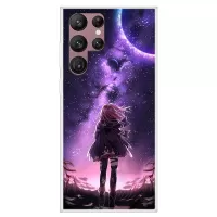 Protective Case for Samsung Galaxy S22 Ultra 5G Slim Phone Cover Pattern Printed Shockproof Soft TPU Phone Case - Stars and Girl