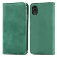 For Samsung Galaxy A03 Core Auto-absorbed Magnetic Closing Retro Skin-touch Feeling Case Stand Card Slots PU Leather Cover - Green