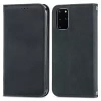 For Samsung Galaxy S20 Plus / S20 Plus 5G PU Leather + TPU Well-protected Retro Skin-touch Feeling Case Card Slots Stand Magnetic Absorption Shell - Black