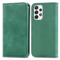 For Samsung Galaxy A33 5G Skin-Touch Feeling Vintage Leather + TPU Case Card Slots Stand Flip Magnetic Cover - Green