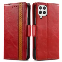 CASENEO 002 Series for Samsung Galaxy A22 4G (EU Version) Business Splicing PU Leather Wallet Case Horizontal Viewing Stand Flip Cover - Red