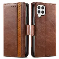 CASENEO 002 Series for Samsung Galaxy A22 4G (EU Version) Business Splicing PU Leather Wallet Case Horizontal Viewing Stand Flip Cover - Dark Brown