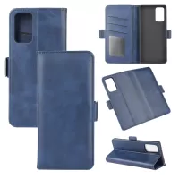 Magnet Adsorption Leather Wallet Stand Phone Case for Samsung Galaxy Note20/Note20 5G - Blue