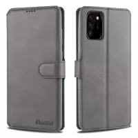 AZNS Wallet Leather Case Mobile Phone Cover for Samsung Galaxy Note20 Ultra/Note20 Ultra 5G - Grey