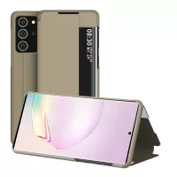 View Window Flip Leather Stand Phone Case Cover for Samsung Galaxy Note20 4G/5G - Gold