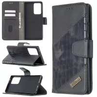 Assorted Color Crocodile Skin Leather Wallet Case for Samsung Galaxy Note20 Ultra / Note20 Ultra 5G - Black