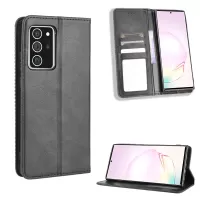 Auto-absorbed PU Leather Shell Wallet Retro Cover for Samsung Galaxy Note20 Ultra/20 Ultra 5G - Black