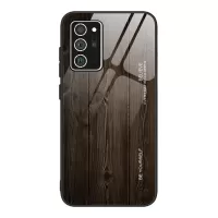 Wood Grain Pattern TPU+Tempered Glass Phone Cover for Samsung Galaxy Note20/Note20 5G - Black