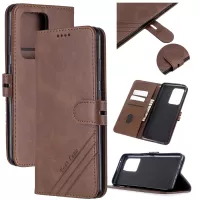 Wallet Leather Cell Phone Cover with Lanyard for Samsung Galaxy Note20 Ultra/Note20 Ultra 5G - Coffee