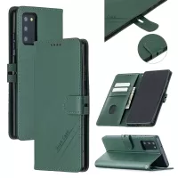 Wallet Leather Stand Shell Phone Cover with Lanyard for Samsung Galaxy Note20 4G/5G - Green