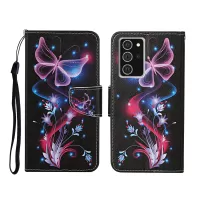 Pattern Printing Stand Shell Wallet Leather Flip Case for Samsung Galaxy Note20/Note20 5G - Luminous Butterfly