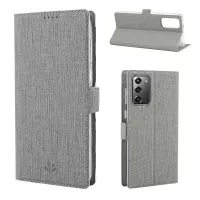VILI DMK Cross Texture Double Magnetic Clasp Leather Wallet Covering Case for Samsung Galaxy Note20/Note20 5G - Grey